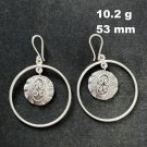 FINE SILVER EARRINGS CRAFT VINTAGE WOMEN DANGLES 10g HOOP & CHARMS #REE66