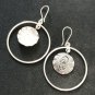 FINE SILVER EARRINGS CRAFT VINTAGE WOMEN DANGLES 10g HOOP & CHARMS #REE66