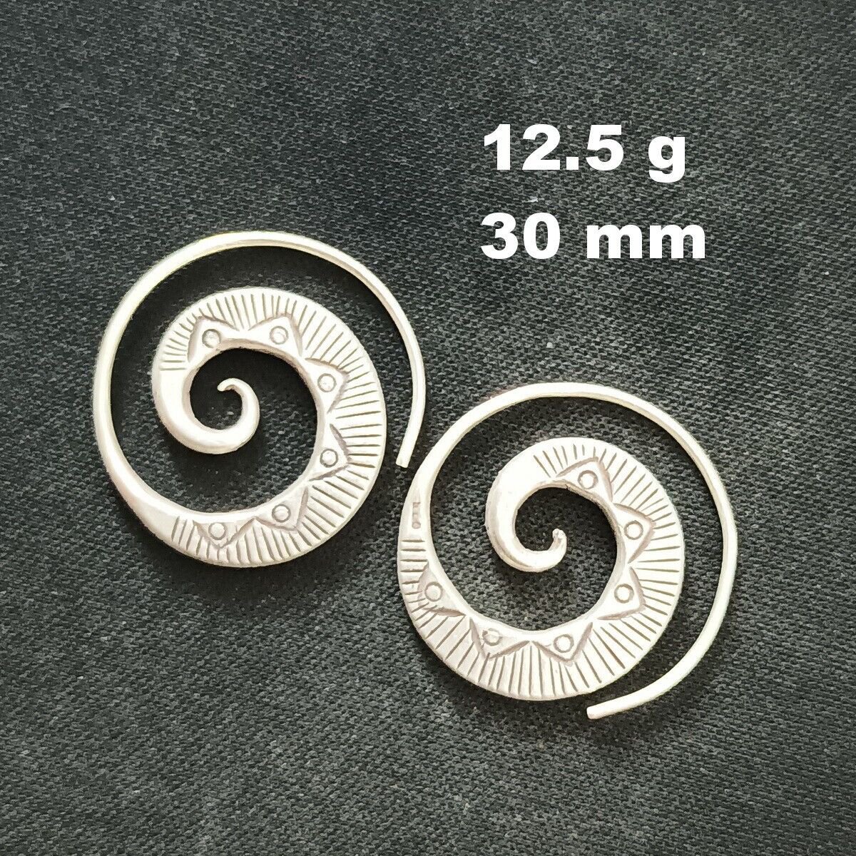 FINE SILVER EARRINGS CRAFT VINTAGE WOMEN DANGLES 12g SPIRAL ROUND #REE65