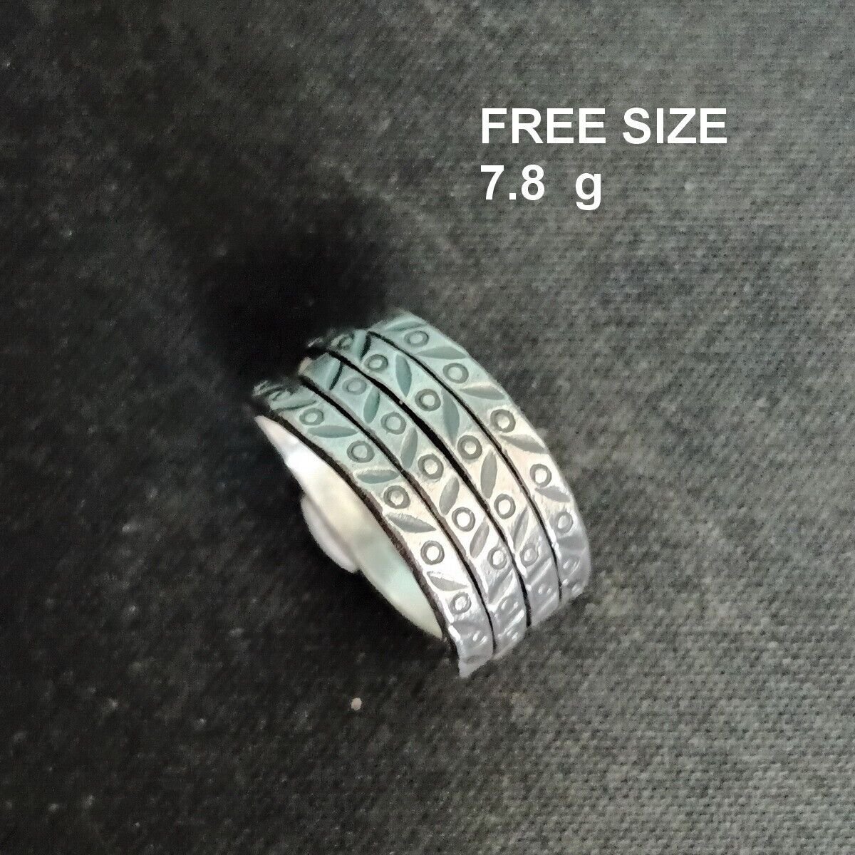 FINE SOLID SILVER RING ADJUSTABLE SIZE VINTAGE 7g TRIPLE ROLL COIL BAND #RR028