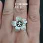 FINE SOLID SILVER RING ADJUSTABLE SIZE VINTAGE 6g ORANGE JASMINE FLOWER #RR013