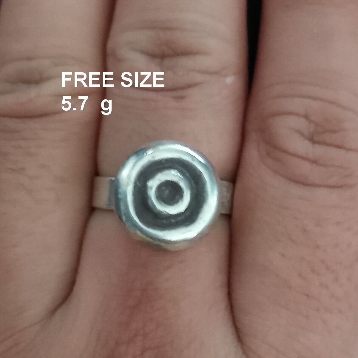 FINE SOLID SILVER RING FIXED SIZE VINTAGE 5g ROUND RADIAL BAND #RR057