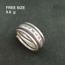 FINE SOLID SILVER RING ADJUSTABLE SIZE VINTAGE 9g ROLL BAND ENGRAVED #RR016