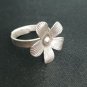 FINE SOLID SILVER RING ADJUSTABLE SIZE VINTAGE 6g watercress flower #RR011