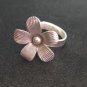 FINE SOLID SILVER RING ADJUSTABLE SIZE VINTAGE 6g watercress flower #RR011
