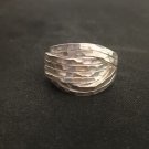 FINE SOLID SILVER RING FIXED SIZE VINTAGE 11g HAMMERED WELLE BAND #RR051