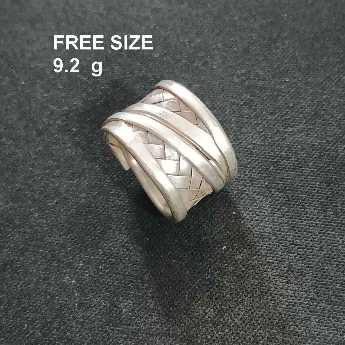 FINE SOLID SILVER RING FIXED SIZE VINTAGE 9g WELLE DOUBLE ROLL BAND #RR090