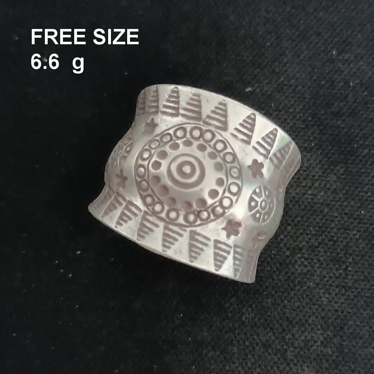 FINE SOLID SILVER RING FIXED SIZE VINTAGE 6g FANCY PATTERN ENGRAVED #RR067