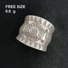 FINE SOLID SILVER RING FIXED SIZE VINTAGE 6g FANCY PATTERN ENGRAVED #RR067