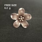 FINE SOLID SILVER RING FIXED SIZE VINTAGE 6g 3D TUBEROSE FLOWER BAND #RR072