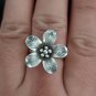 FINE SOLID SILVER RING FIXED SIZE VINTAGE 6g 3D TUBEROSE FLOWER BAND #RR072