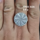 FINE SOLID SILVER RING FIXED SIZE VINTAGE 8g ROUND CUTE TURBINE BAND #RR086
