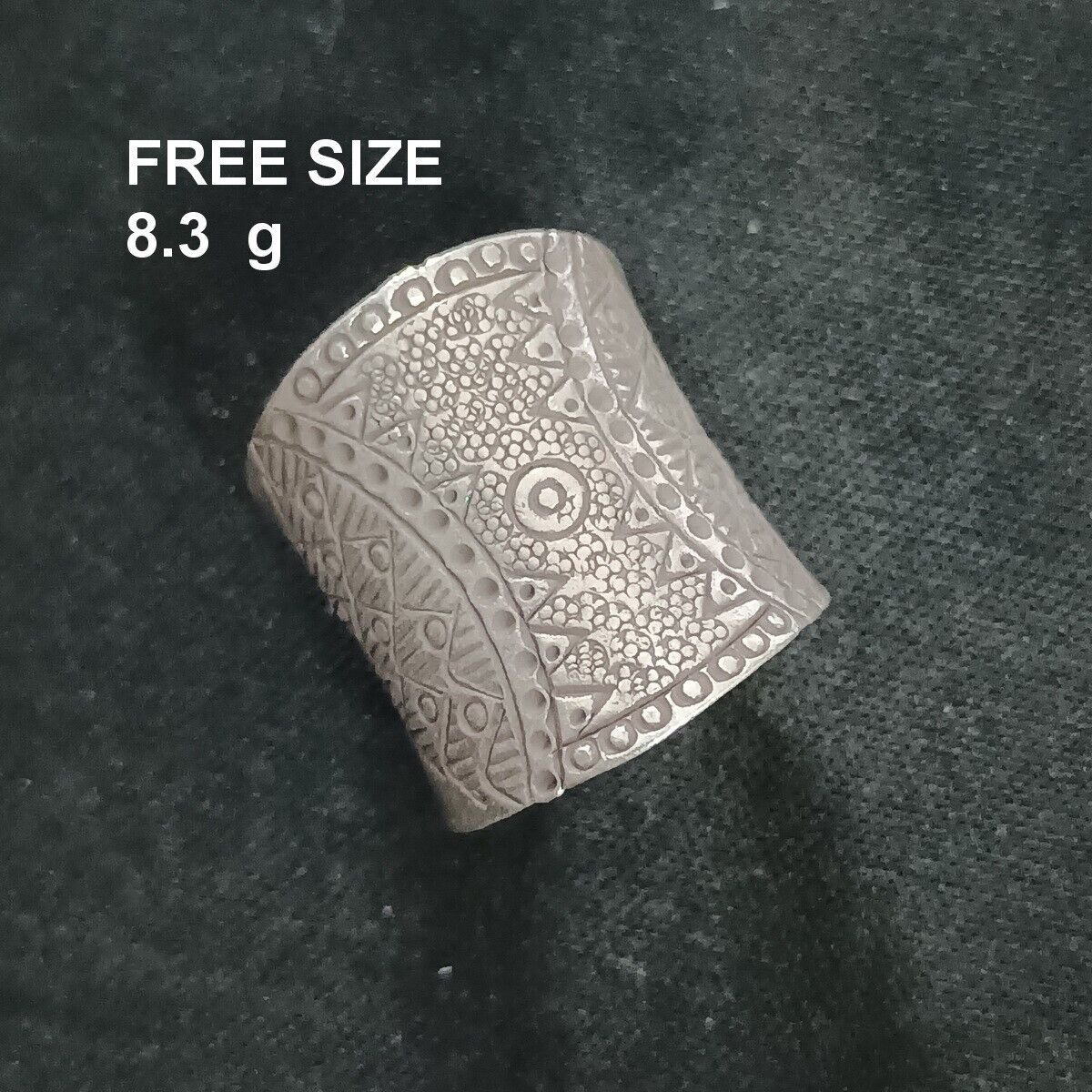 FINE SOLID SILVER RING FIXED SIZE VINTAGE 8g WILD PATTERN  BAND #RR089