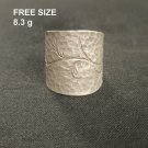 FINE SOLID SILVER RING FIXED SIZE VINTAGE 8g DARK HAMMERED BAND #RR085