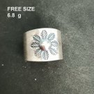 FINE SOLID SILVER RING ADJUSTABLE SIZE VINTAGE 6g SIMPLE FLOWER ENGRAVED #RR041