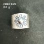 FINE SOLID SILVER RING ADJUSTABLE SIZE VINTAGE 6g SIMPLE FLOWER ENGRAVED #RR041
