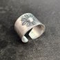 FINE SOLID SILVER RING ADJUSTABLE SIZE VINTAGE 6g SIMPLE FLOWER ENGRAVED #RR041