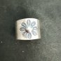 FINE SOLID SILVER RING ADJUSTABLE SIZE VINTAGE 6g SIMPLE FLOWER ENGRAVED #RR041