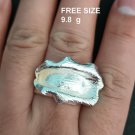 FINE SOLID SILVER RING ADJUSTABLE SIZE VINTAGE 9g SPLASH SHAPE BAND #RR047
