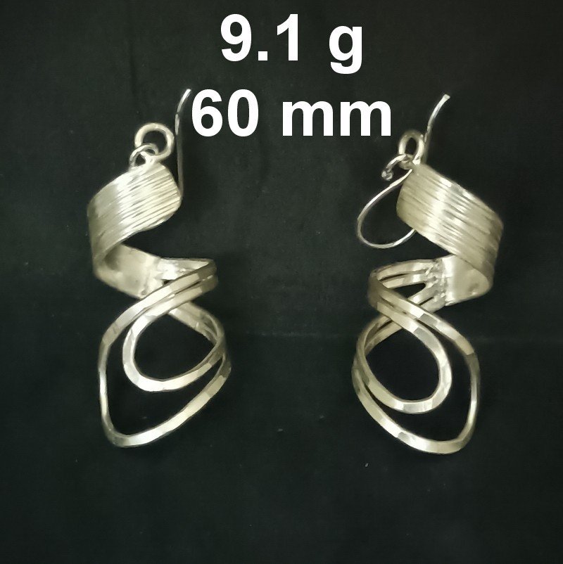 FINE SILVER EARRINGS SPIRAL CURLY FRIZZY ROLL NER110