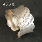 FINE SILVER BRACELET BANGLE CRAFT CUFF VINTAGE overlapping leaves #RE07