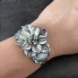 FINE SILVER BRACELET BANGLE CRAFT CUFF VINTAGE AFFORDABLE LUXUARY FLOWER #RE10
