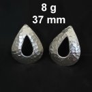 FINE SILVER EARRINGS STUD HAMMERED DROP PEAR NER108