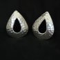 FINE SILVER EARRINGS STUD HAMMERED DROP PEAR NER108