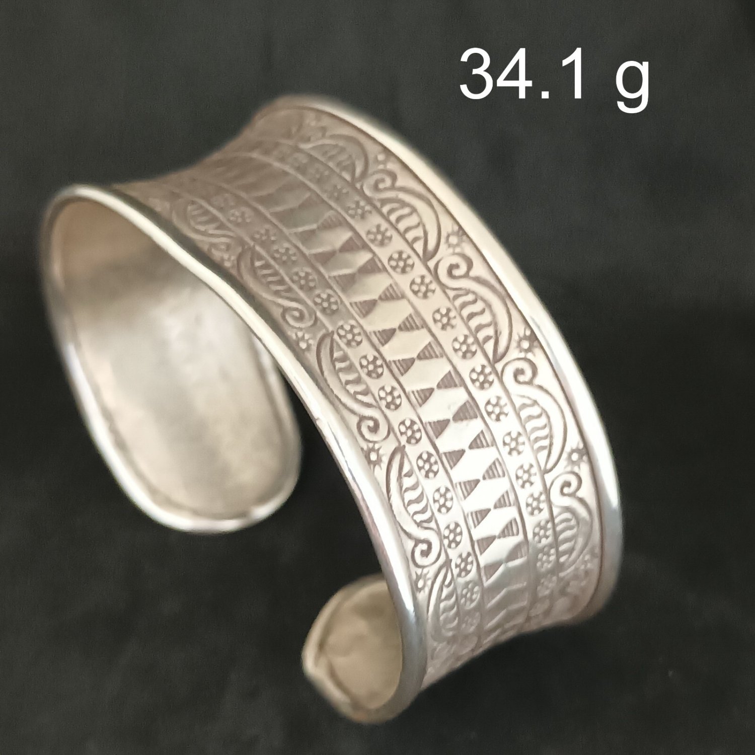 FINE SILVER BRACELET BANGLE CRAFT CUFF VINTAGE CLASSIC ENGRAVED #RE06