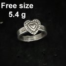 Fine Silver Rings craft Adjustable Free Size Charming mini Heart N68R11
