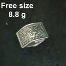Fine Silver Rings craft Adjustable Free Size Vintage Band Emblem N68R08