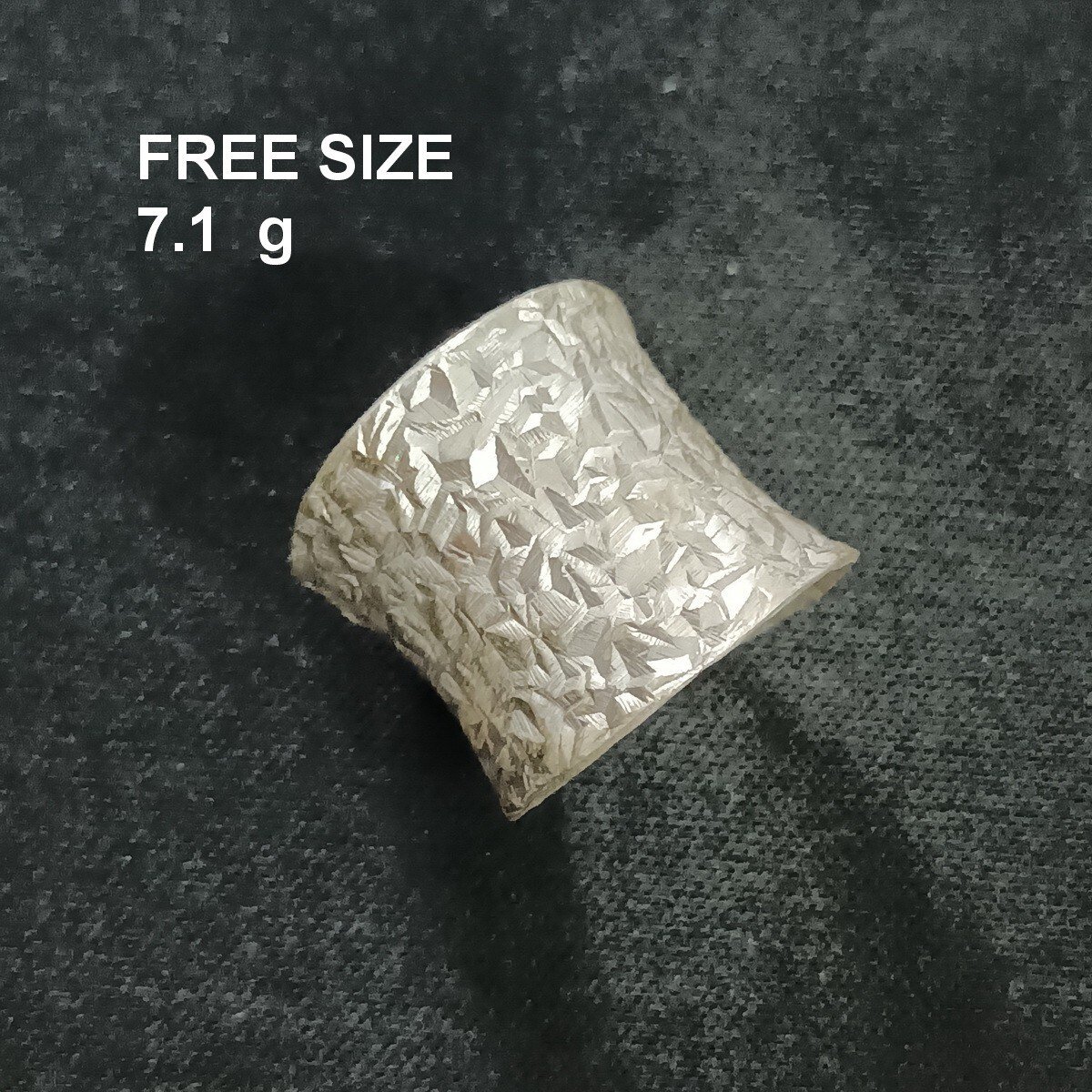 FINE SOLID SILVER RING FIXED SIZE VINTAGE 7g SHINING POLYGON BAND #RR083