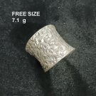 FINE SOLID SILVER RING FIXED SIZE VINTAGE 7g SHINING POLYGON BAND #RR083