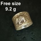 Fine Silver Rings craft Adjustable Free Size Vintage Elephant emboss N68R06