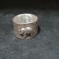 Fine Silver Rings craft Adjustable Free Size Vintage Elephant emboss N68R06