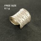 FINE SOLID SILVER RING FIXED SIZE VINTAGE 6g GRID MULTI PODDUANG BAND #RR078