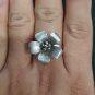 FINE SOLID SILVER RING FIXED SIZE VINTAGE 6g 3D FRANGIPANI BAND #RR087