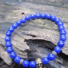 Mens skull beaded bracelet lapis lazuli blue free shipping