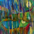 Picasso's Moon Original painting, fine art Silk 29x29 inches
