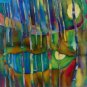 Picasso's Moon Original painting, fine art Silk 29x29 inches