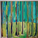 Forest Through the Trees Original painting, Fine Art, Silk, 29x29inches