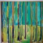 Forest Through the Trees Original painting, Fine Art, Silk, 29x29inches