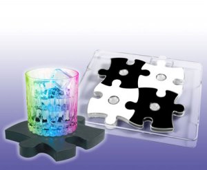 LED Puzzle Light Show Coasters & Serving Tray Set