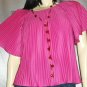 HOT ELECTRIC PINK 70's BOHO DISCO TOP Crystal Pleat Angel Slvs NWT