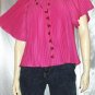 HOT ELECTRIC PINK 70's BOHO DISCO TOP Crystal Pleat Angel Slvs NWT