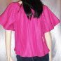 HOT ELECTRIC PINK 70's BOHO DISCO TOP Crystal Pleat Angel Slvs NWT