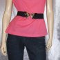 ELECTRO NEON PINK 70s GLAM Flirty Keyhole Top M.