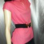 ELECTRO NEON PINK 70s GLAM Flirty Keyhole Top M.