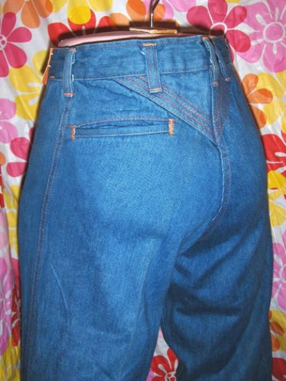 SUPER FLY FUNKY Hippie Girl Blue Denim Bell Bottom Jeans MINT NOS XS Sz ...