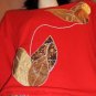 Vintage 80s Glam Red Metallic Silver & Gold Leaf Appliqué Glittery Holiday Party Top S